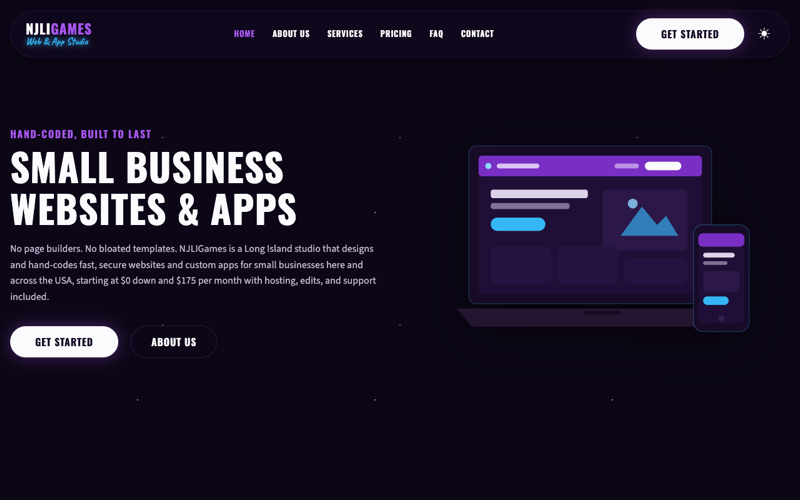Screenshot of the njligames.com website